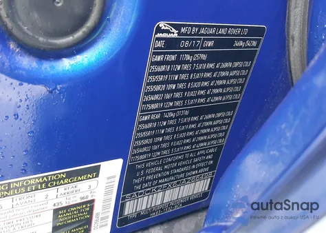 2018 Jaguar F-Pace 25T Prestige z USA, uszkodzony, nr VIN SADCK2FX6JA266498